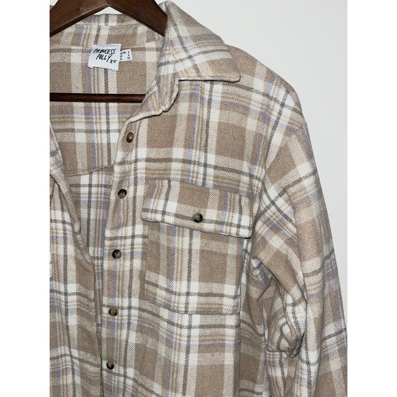 PRINCESS POLLY Mila Oversized Flannel Button Down Jacket Long Sleeve Shacket - Picture 8 of 12